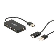  Adapter: MaxLife HUB - 4xUSB porttal + USB fekete kábel, 1,5m kábel és adapter