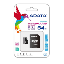 ADATA MicroSD kártya - 64GB microSDHC UHS-I Class10 (R/W: 80/10 MB/s) + adapter memóriakártya