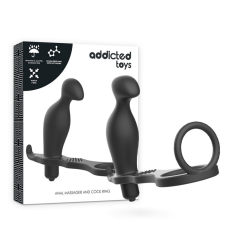 ADDICTED TOYS ANÁLIS DUGÓ FEKETE SZILIKON GYŰRŰVEL 12 CM anál