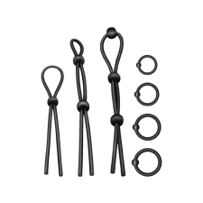 Addiction Addicted Toys - szilikon péniszgyűrű szett - 7db (fekete) péniszgyűrű