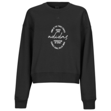 Adidas Pulóverek Signature Graphic Print Fleece Loose Sweatshirt Fekete EU L női pulóver, kardigán