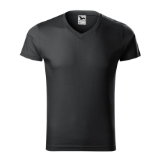 ADLER Slim Fit V-neck póló férfi ébenszürke L