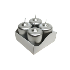  Adventi gyertya metál 4 db / doboz ezüst karácsonyfadísz