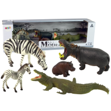 Afrikai vadállatfigura készlet - zebra, víziló játékfigura