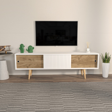 AG TV szekrény Ecrin - White, Walnut bútor