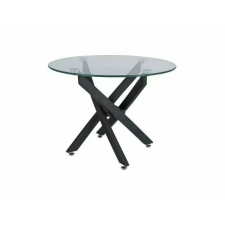  Agis Kerek Edzett Üveg Dohányzóasztal Matt Fekete Vázzal bútor