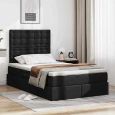  Ágy LED -es lámpákkal fejtámlával Fekete 120 x 200 cm PVC ágy és ágykellék