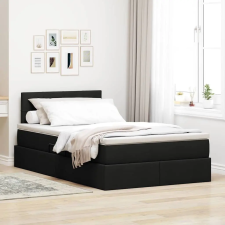  Ágy LED -es lámpákkal fejtámlával Fekete 120 x 200 cm szövet ágy és ágykellék