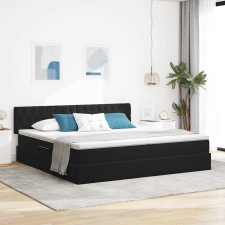  Ágy LED -es lámpákkal fejtámlával Fekete 200 x 200 cm Bársony ágy és ágykellék