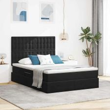  Ágy tárolóval és LED lámpával Fekete 140 x 200 cm Bársony ágy és ágykellék