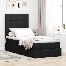  Ágy tárolóval és LED lámpával Fekete 90 x 190 cm Poliészter ágy és ágykellék