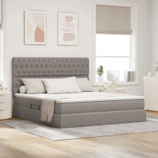  Ágy tárolóval és LED lámpával Tópszínű 160 x 200 cm Poliészter ágy és ágykellék