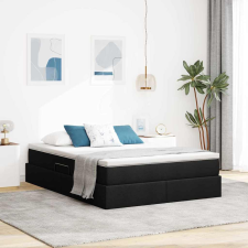  Ágy tárolóval és matraccal Fekete 140 x 190 cm Poliészter ágy és ágykellék