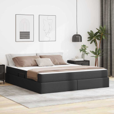  Ágy tárolóval és matraccal matracmal Fekete 180 x 200 cm Műbőr ágy és ágykellék