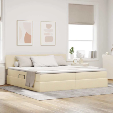  Ágy tárolóval és matraccal matracmal Krém 200 x 200 cm Faanyag ágy és ágykellék