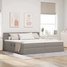  Ágy tárolóval és matraccal Tópszínű 200 x 200 cm Faanyag ágy és ágykellék