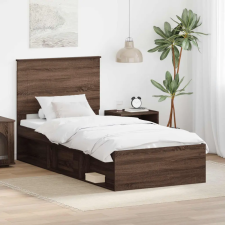  Ágykeret fejtámlával Barna Tölgy 100 x 200 cm Tömör fenyőfa ágy és ágykellék