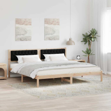  Ágykeret fejtámlával Fekete 200 x 200 cm szövet ágy és ágykellék