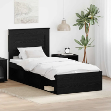  Ágykeret fejtámlával fiókkal Fekete 90 x 200 cm Tömör fenyőfa ágy és ágykellék