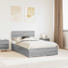  Ágykeret fejtámlával fiókkal Szürke Sonoma 120 x 200 cm Faanyag