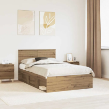  Ágykeret fejtámlával Művészi tölgy 120 x 200 cm Tömör fenyőfa ágy és ágykellék