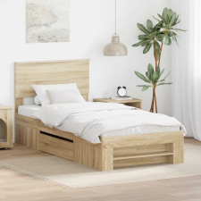  Ágykeret fejtámlával Sonoma tölgy 90 x 200 cm Faanyag ágy és ágykellék
