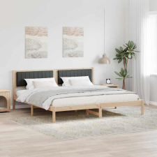  Ágykeret fejtámlával Sötétszürke 200 x 200 cm szövet ágy és ágykellék