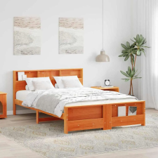  Ágykeret fejtámlával Viaszbarna 150 x 200 cm Tömör fenyőfa ágy és ágykellék