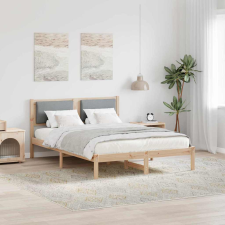  Ágykeret fejtámlával Világosszürke 150 x 200 cm Tömör fenyőfa ágy és ágykellék