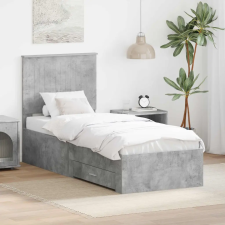  Ágykeret fiókkal Beton szürke és ezüst 75 x 190 cm Faanyag ágy és ágykellék