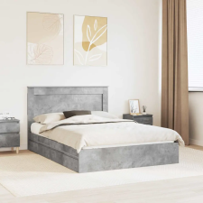  Ágykeret fiókkal fejtámlával Beton Szürke 150 x 200 cm Faanyag ágy és ágykellék
