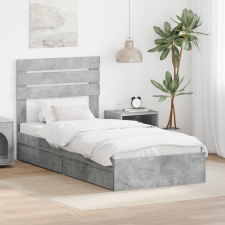  Ágykeret fiókkal fejtámlával Beton Szürke 90 x 190 cm Faanyag ágy és ágykellék