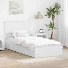  Ágykeret fiókkal fejtámlával Fehér 90 x 200 cm Faanyag ágy és ágykellék