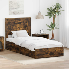  Ágykeret fiókkal fejtámlával Füstölt tölgy 90 x 200 cm Faanyag ágy és ágykellék