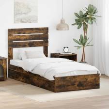  Ágykeret fiókkal fejtámlával Füstölt tölgy 90 x 200 cm Faanyag ágy és ágykellék