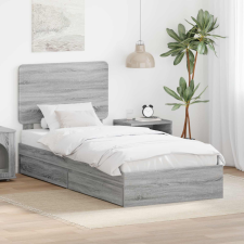  Ágykeret fiókkal fejtámlával Szürke Sonoma 75 x 190 cm Faanyag ágy és ágykellék