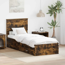  Ágykeret fiókkal Füstölt tölgy és ezüst 75 x 190 cm Faanyag ágy és ágykellék