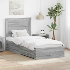  Ágykeret fiókkal Szürke Sonoma és ezüst 75 x 190 cm Faanyag ágy és ágykellék