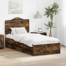  Ágykeret fiókkal tárolóval Füstölt tölgy 75 x 190 cm Mérnöki Fa ágy és ágykellék