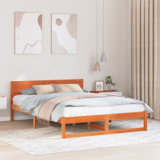  Ágykeret Gyantázott barna Tömör fenyőfa 160 x 200 cm Tartós ágy és ágykellék