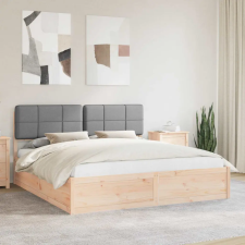  Ágykeret Kárpitozott Fejtámlával Világosszürke 200 x 200 cm ágy és ágykellék