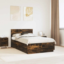  Ágykeret LED -es lámpákkal Füstölt tölgy 135 x 190 cm Faanyag ágy és ágykellék