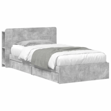  Ágykeret tárolóval fiókkal Betonszürke 90 x 190 cm Szerelt Fa ágy és ágykellék