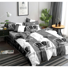 Ágyneműhuzat garnitúra 6 részes, paplanhuzat méret 200x220cm, 2 személyes, fehér-szürke mintás lakástextília