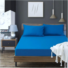 Ágytakaró elasztikus Kotonia Home - Tricot, 100% pamut, kék, 180x200+20 cm lakástextília