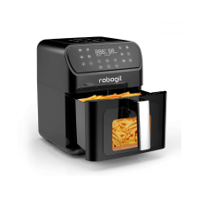 Airfryer XXL 6,5 literes gazdaságos Halogén forrólevegős olajsütő, üveggel fritőz
