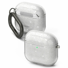 AirPods 4 tartó: RINGKE AIR GLITTER átlátszó tok, karabinerrel fülhallgató, fejhallgató tok