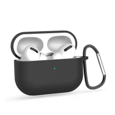 Airpods Pro 2 tartó: AirPods Pro 2 tartó - fekete szilikon karabinerrel fülhallgató, fejhallgató tok