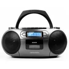 Aiwa Hordozható retro boombox CD/kazetta/Bluetooth szürke RC-250GY hordozható cd és kazettás rádió hangszóróval