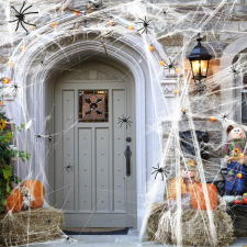 Aiweomi Halloween web és 30 pók készlet, műanyag, fekete/fehér dekoráció